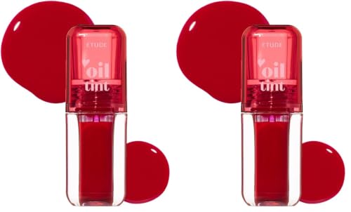 Image of Etude Dear Darling Lip Oil Tint | Juicy, Moisture- Rich Formula | Shade 01- Real Cherry, 4.2ml (Pack of 2)