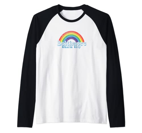 Baltimore LGBTQ Orgullo Gay Arco Iris Camiseta Manga Raglan