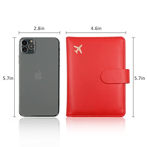 Image of Melsbrinna Rfid Passport Holder for Travel women /Men, Cute Passport Wallet Rfid Blocking Card Slots, Rfid Passport Cover /CaseTravel Wallet, Passport Book Holder, Red2, Cute