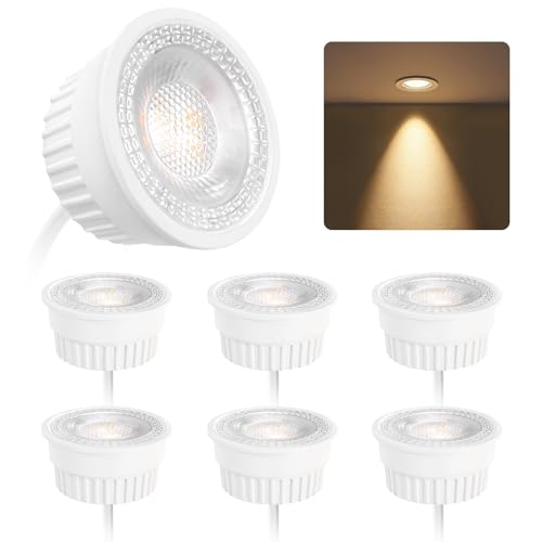 6x Ultrapiatto LED ø50x23mm 5W 500LM 220-240V Luce Bianca Calda 3000K Modulo LED Sostituzione per MR16 GU10, IP44, 38° Angolo del fascio, Modulo LED per faretti da incasso a soffitto plafoniere