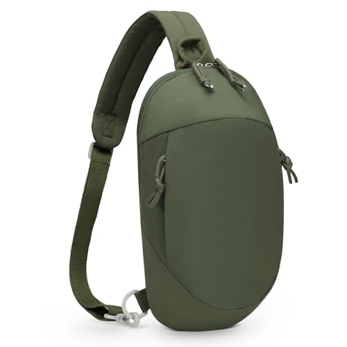 Froombex Small Sling Bag with RFID Blocking, Mini Fanny Pack for Women Men, Convertible Crossbody Anti Theft Chest Bag for Travel Hiking Running, Dark Green