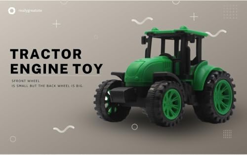 Image of Friction Powered Farm Tractor Toy for Kids Toddlers Boys Girls | Pull Back Medium Tractor Engine Vehicle Toy | Green Agriculture Tractor Toy Age 3+ | BIS Certified | Made in India | NeoKiddo (Green)