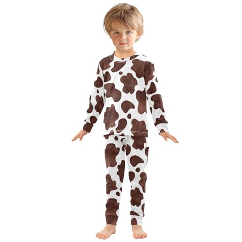 Brown Cow Print Pajamas Long Sleeve Sleepwear 2-Piece Pajama Set3