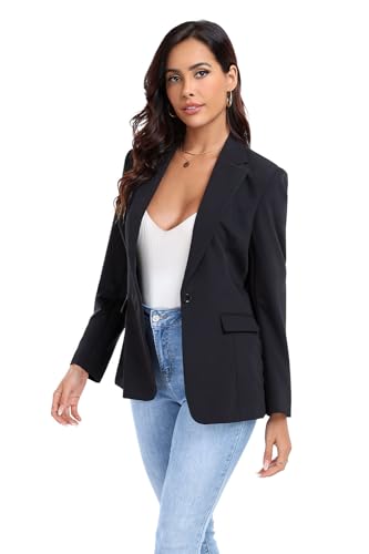 Women's Work Office Blazer One Button Notched Lapel Business Tuxedo Blazer Casual Blazer Jackets Suit Petite4