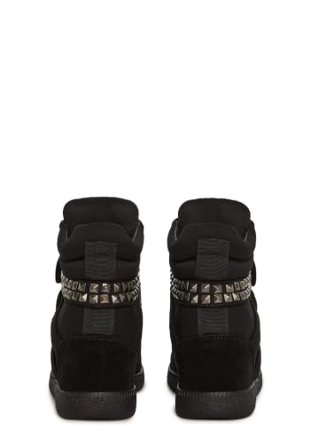 Image of Dolls Kill Ambient Wedge Sneakers with Studs by Darker WAVS - Women's Suede Platform Sneakers with Hook-and-Loop Straps