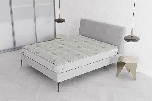 MB HOME ITALY Aloe Topper Acolchado con Bandas de Goma, Blanco, Doble 165x195 cm Cover