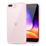 LoeoeL for iPhone 8 Plus/ 7 Plus Case Clear, Transparent Hybrid Phone Case [Hard Plastic & Soft Silicone Bumper] Acrylic Non Yellowing Thin Slim Protective Cover for Women, Light Pink