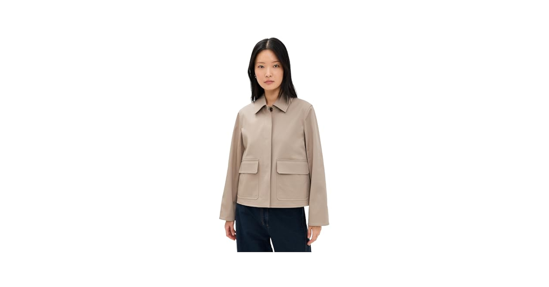 theoryアウター Theory Women's Patch Boxy Jacket, Soft Taupe, Tan, XXS-XS at