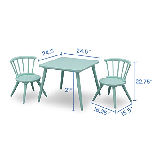 Delta Children Windsor Kids Wood Table Chair Set (2 Chairs Included) - Ideal For Arts & Crafts, Snack Time, Homeschooling, Homework & More, Greenguard Gold Certified, Aqua #TOP5