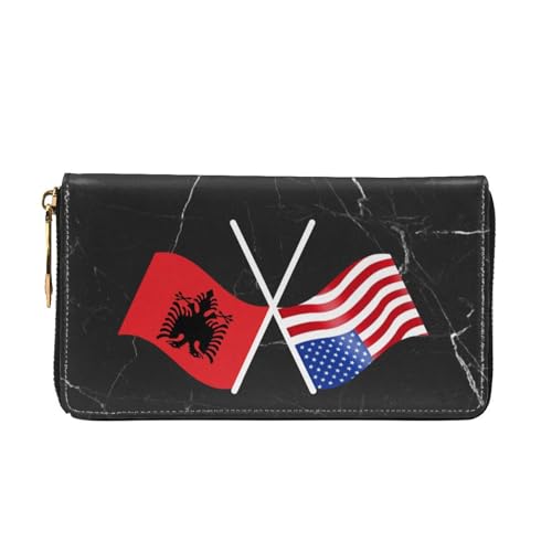 American And Albania Flag Wallet Card Bag3