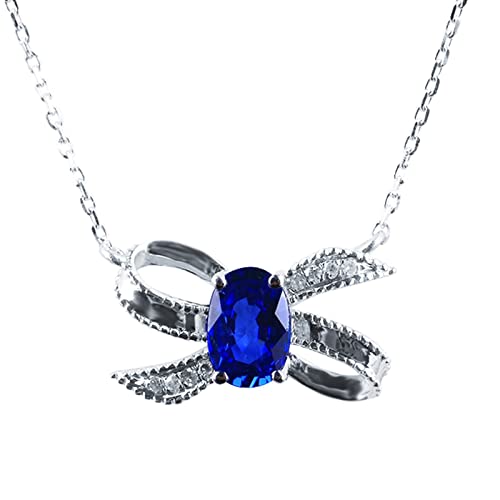 Nœud en créé en laboratoire collier or blanc 18 carats femme 45,7 cm