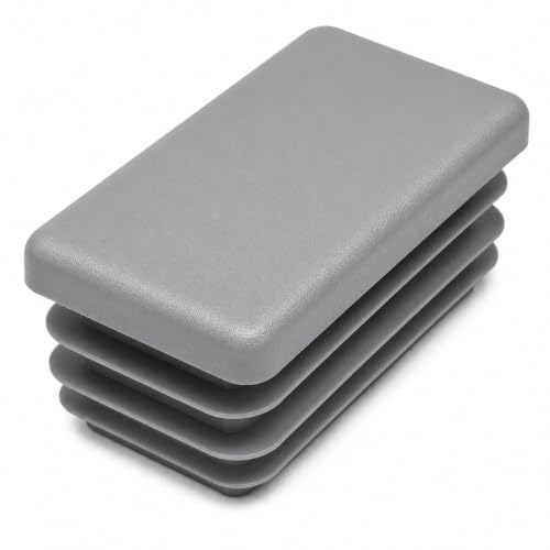 Image of (Pack of 30) Rectangular Plastic Plugs 25 /32 inch x 1-9 /16 inch (20 x 40 mm), Matt Tube Inserts, Fence Post Caps, Window Gray RAL 7040