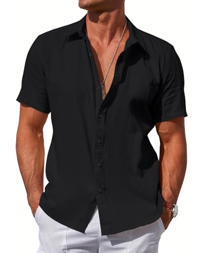 Chemise homme manches courtes 100% coton casual et unie pour l'été