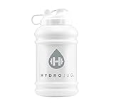 HydroJug 64oz Half Gallon Water Bottle with Integrated Handle Reusable Durable BPA Free Plastic with Integrated Handle and Carry Loop Gallon Bottle Hydro Jug (White)