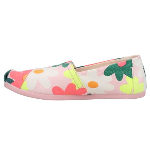 TOMS Womens Alpargata Floral Slip On Flats Casual - Green, Pink4