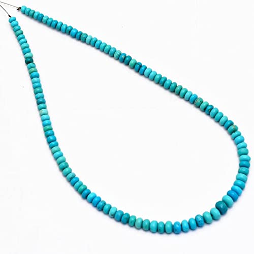 LKBEADS 13 inch strand of gem arizona turquoise 4-6mm rondelle smooth beads for diy jewelry making. arizona turquoise beads strand