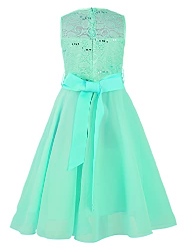 renvena Kids Sleeveless Lace Shiny Sequins Chiffon Flower Girls Dress Princess Wedding Pageant Birthday Party Gown2