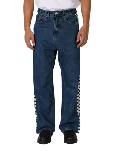 Image of Plaid&Plain Men's Baggy Jeans Wide Leg Heavyweight 100% Cotton Loose Fit