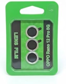 واقي عدسة الكاميرا لموبايل اوبو رينو 12 برو 5G، تصميم حلقة معدنية، عبوة خضراء (فضي)