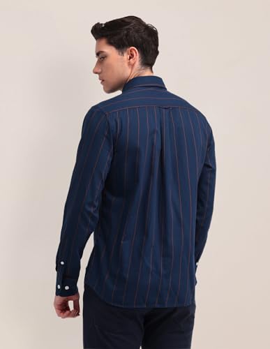 Image of U.S. Polo ASSN. Striped Slim Fit Formal Shirts for Men - 100% Cotton, Full Sleeve Mens Casual Shirts