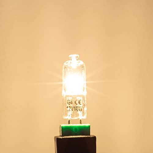 G4 Halogen Bulbs 10W 12V T3 JC Type 2 Pin Base Replacement for Landscape Under Cabinet Puck Light Track Lighting Dimmable(10 Pack)