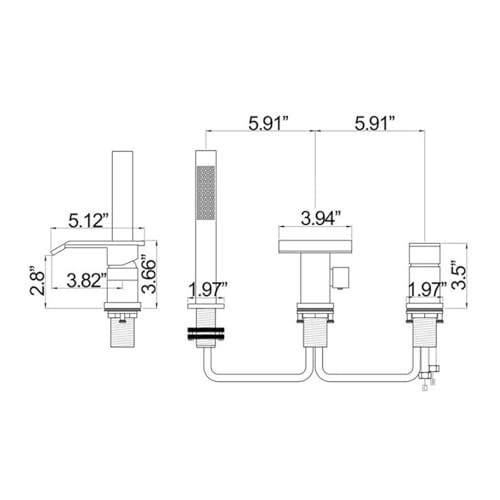 Robinet d'évier moderne cascade 3 trous blanc mat pour vasque