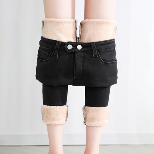 Jean skinny pour femme taille haute pantalon gainant confortable chaud - 2