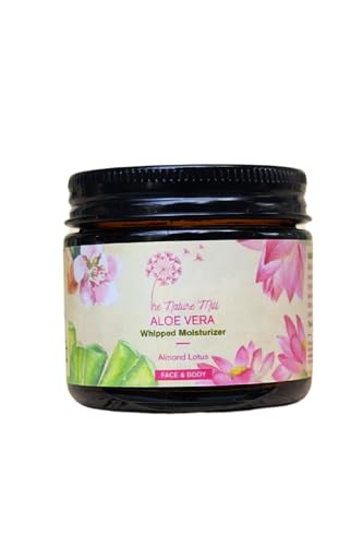 Image of The Nature Mill Aloe Vera Whipped Cream with Sweet Almond Oil & Lotus Essential Oil for Face & Body, Pure All Natural, No Cream Base, 50g
