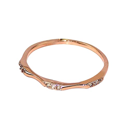 DLAZUM Anillos apilables de joyería, Regalos de graduación para Mujeres, Anillo Fino Chapado en Oro Blanco y Plata con circonita cúbica Redonda Blanca (Oro Rosa M 1/2)