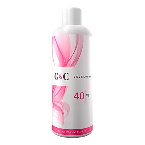 G & C Gel and Cream 40 Volume Professional Lightening System Peroxide Developer - Infused with Collagen for Sensitive Scalps, 33.8oz / 1lt, Superior Lift, Consistent Results, and Enhanced Hair Health