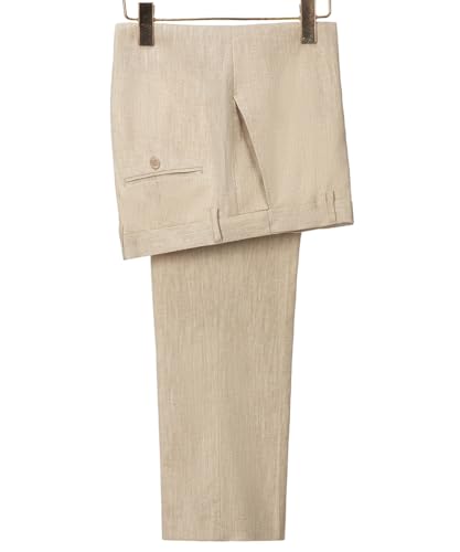 Men's Linen Pants Lightweight Classic Regular Fit Elastic Waist Dress Suit Pants for Men Spring Summer4