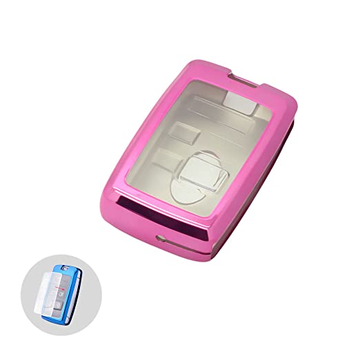 BROVACS Soft TPU Case Shell Cover Protector Holder Compatible with LAND ROVER Range Rover Discovery 5 JAGUAR Smart Remote Key Fob 5 Button SV9700 Pink - Image 2