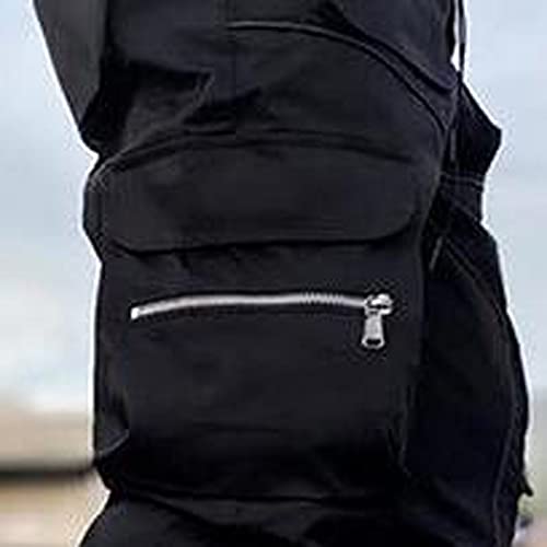 Dgoopd Mens Reflective Cargo Pants Hip Hop Techwear Harem Pant Jogger Punk Streetwear Pants Technical Drawstring Trousers Black #TOP5