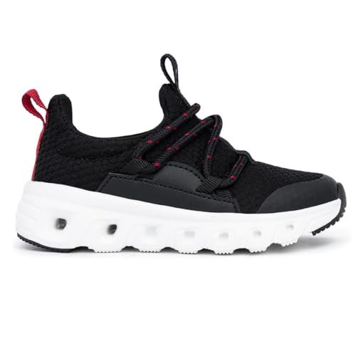 Nautica Boys Running Sneakers – Lightweight Slip-On Athletic Shoes with Bungee Laces and Cloud-Like Sole for Little Kid - Mogan Toddler-Black Red Size-10 - image 2