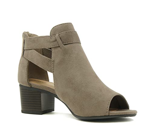 Image of CITYCLASSIFIED Invest ~ Women's Cutout Side Strap Mid Black Chunky Heel Fashion Ankle Bootie