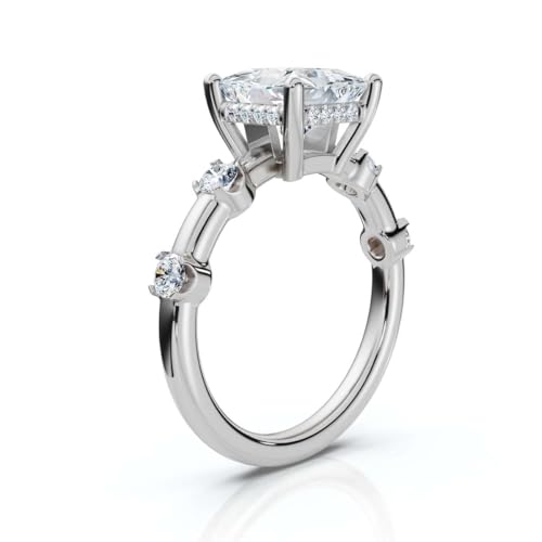 1-5 CT Princess Cut Moissanite Engagement Ring For Women 10K 14K 18K White Gold & 925 Sterling Silver Accent Solitaire Engagement Ring Christmas gift for Women(3ct 8 MM, Princess)2