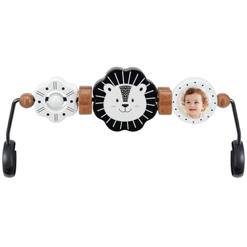 iGRATENS Baby Bjorn Bouncer Toy Bar New Model Wooden Toy with Mirror for Baby Bouncer Soft & Bliss Easy to Attach & Remove Child-Friendly Material Early Identification Black and White Toys Lion