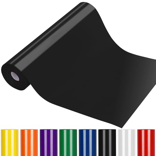 Image of Black HTV Vinyl Roll 12 inch x 50 FT, Heat Transfer Iron On Vinyl for T-Shirts