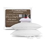 TT ThreadTrade White Goose Feather Pillow Pair, Hotel-Quality, Fluffy & Resilient Design, Soft & Supportive, 100% Cotton Cover, Breathable & Comfortable, Multipurpose, Washable