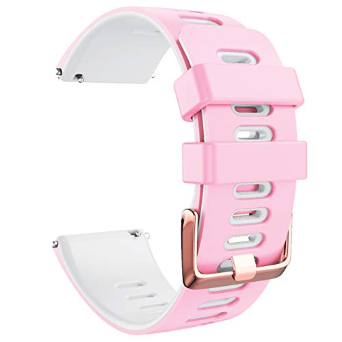 ANCOOL Sport Band Compatible with Fitbit Versa 2/Versa/Versa Lite/Versa SE, Silicone Soft Watch Bands Replacement for Fitbit Versa (Small, Rosy/White)