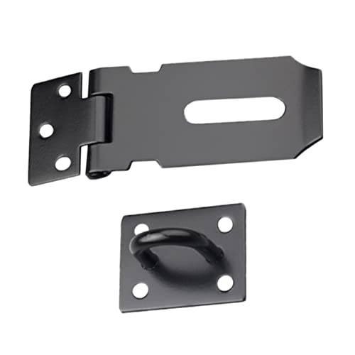 Angoily 2pcs Lock Door Safety Clasp Heavy Duty Door Hasp Door Buckle Bolt Latches Cupboard Door Security Hasps Door Latch Heavy Duty Hasp Stainless Steel Black
