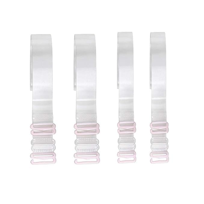 Women's Transparent Plastic Detachable Transparent Strap for Braa Plastic Latex Braa Straps, Adjustable Braa Accessories-Pack of 2 Pairs (4 Pieces)