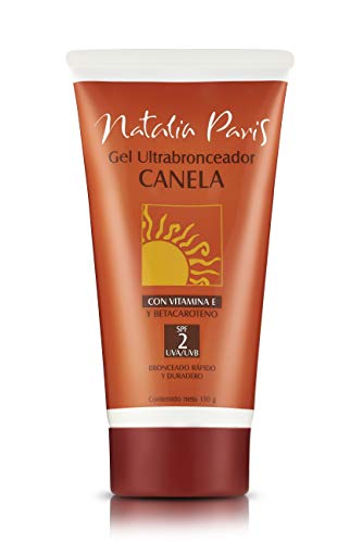 Natalia Paris Tanning Lotion Gel Cinnamon Ultra Bronzer Vitamin E | Beta-Carotene Gel Bronceador Canela Vitamina E Betacaroteno SPF 2 4.3. fl.oz.130ML