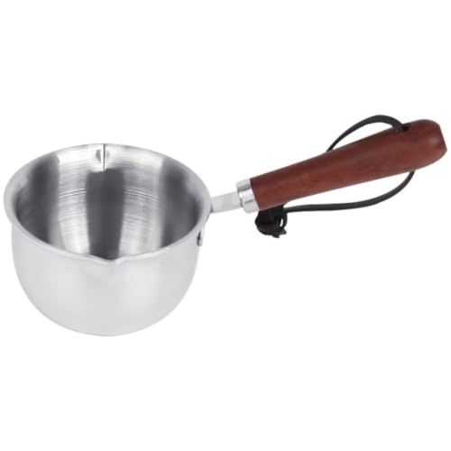 Cacerola pequeña de acero inoxidable con mango de madera para calentar salsas 2