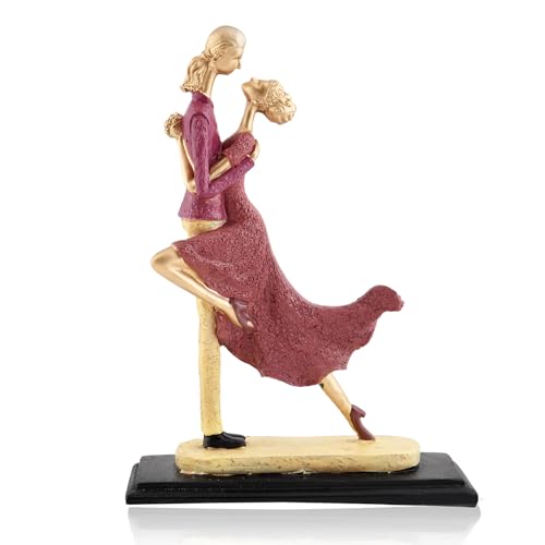 Image of Xtore Elegant Dancing Couple Figurine | Resin Home Decor Accent | Luxury Art Piece for Living Room, Dining Room, or Entryway | Romantic and Graceful Design