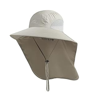 Outdoor Sun Hat for Men with 50+ UPF Protection Safari Cap Wide Brim Fishing Hat with Neck Flap, for Dad…