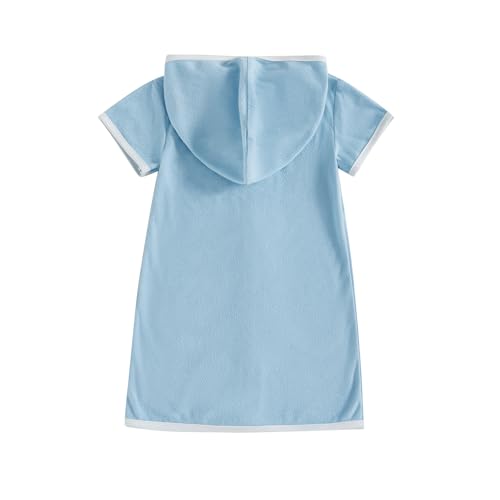 Girls Boys Hooded Terry Coverups One Piece Swimsuits Summer Striped Trim Zip Up Short Sleeve Swim Cover Up Beachwear4