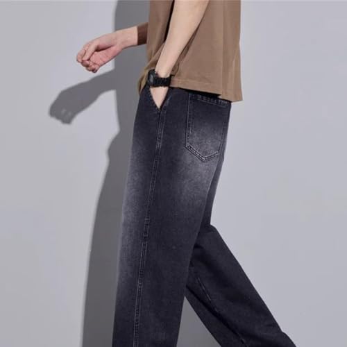 Men's Wide Leg Jeans Baggy Denim Pants Elastic Waist Casual Straight Streetwear Vintage Washed Trousers2