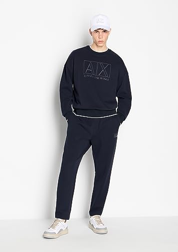 Armani Exchange Men's Stretch Cotton Double Knit Classic Box Logo Pullover Sweatshirt2