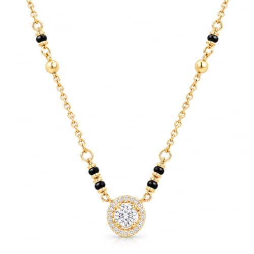 Image of MINUTIAE Stylish Fashion Pendant Necklace Black Beads Mangalsutra for Women & Girls with Extendable Chain